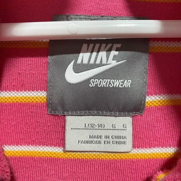 Nike Sportwear Pocket Full Zip Hooded Jacket PinK Large ( 12-14 ) Striped - Picture 5 of 7